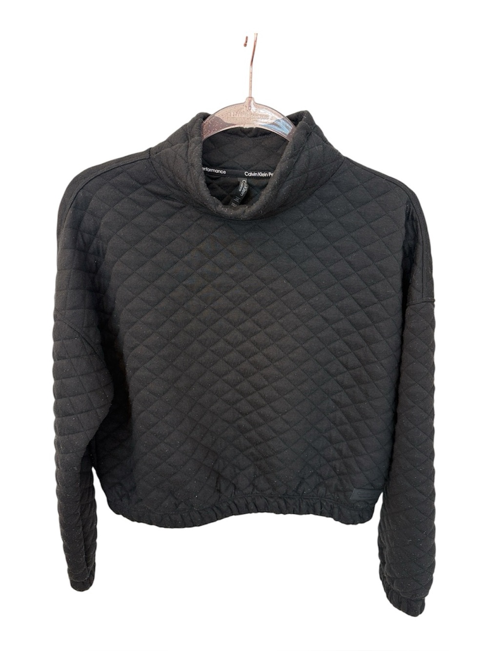 Calvin Klein Performance Black Quilted Cowl Neck Pullover